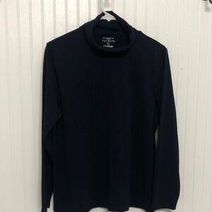 TalbotsTee NAVY TURTLENECK Cotton Blnd EUC